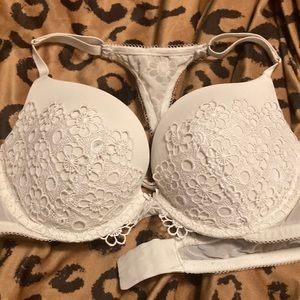 White lace aerie push-up racer back bra